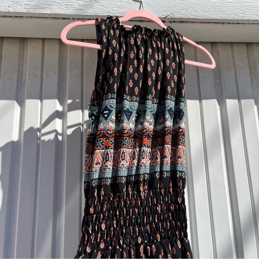 MISA LOS ANGELES black tribal print‎ sleeveless viscose midi dress - Picture 5 of 8